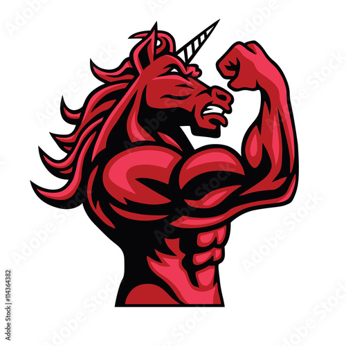 Unicorn Bodybuilder Posing His Muscular Body 