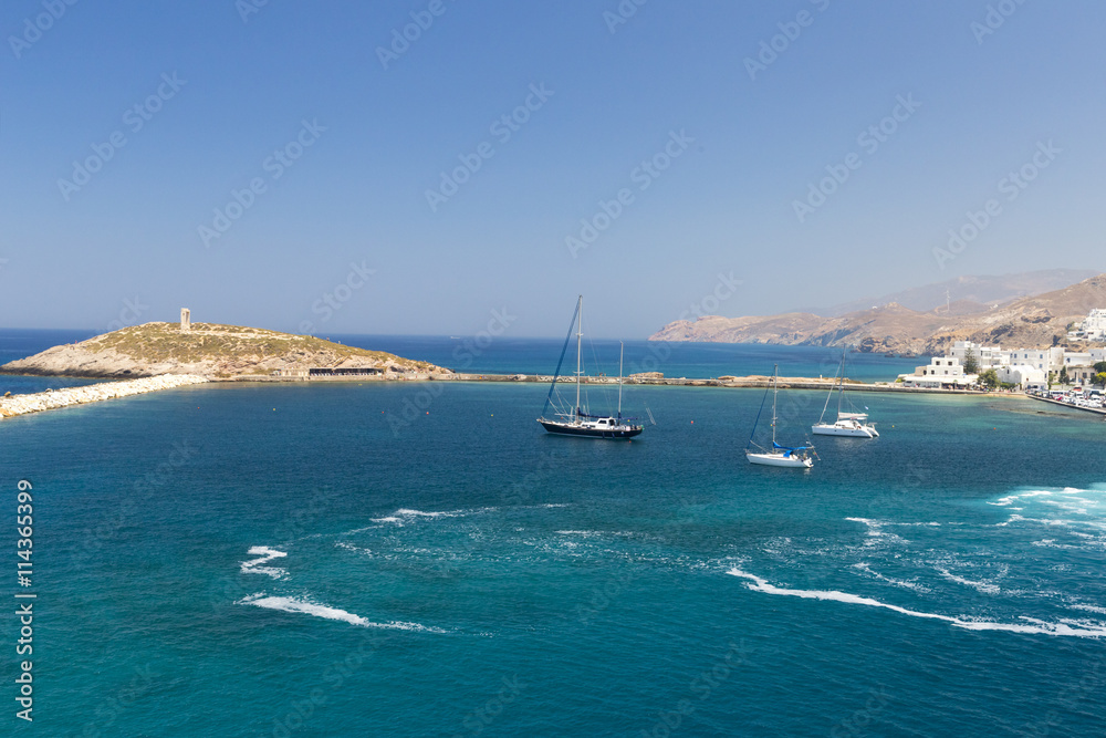 Naxos island, sea , ships, view from ship, Greece