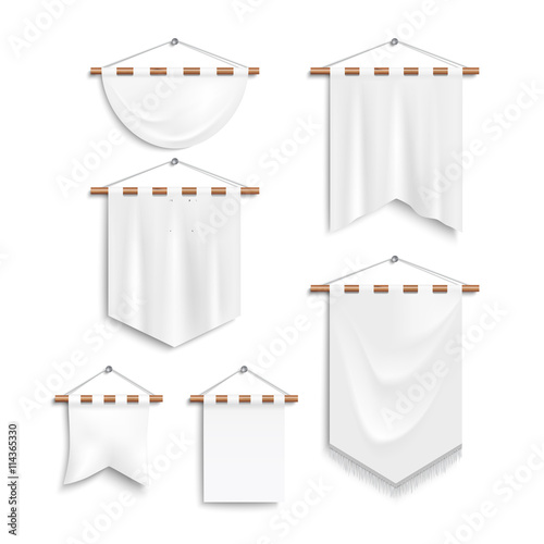 Set of realistic white textile banners