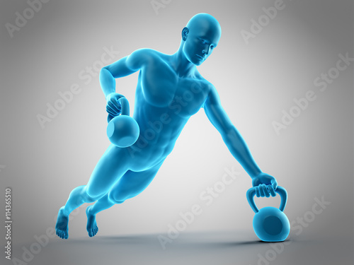 medically accurate 3d illustration of an athlete with kettle