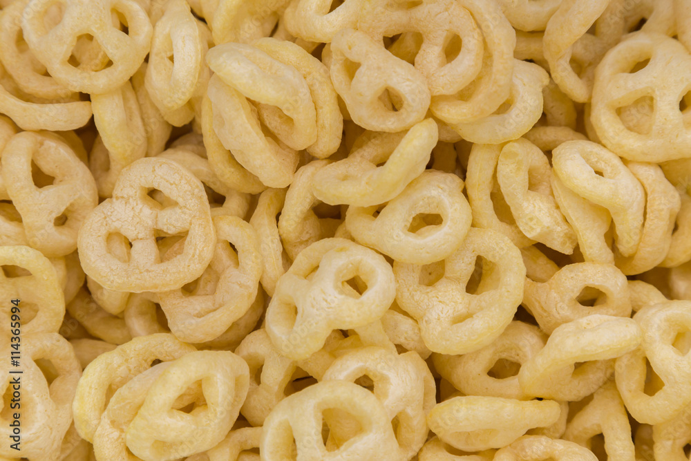 crunchy corn snack, background and texture