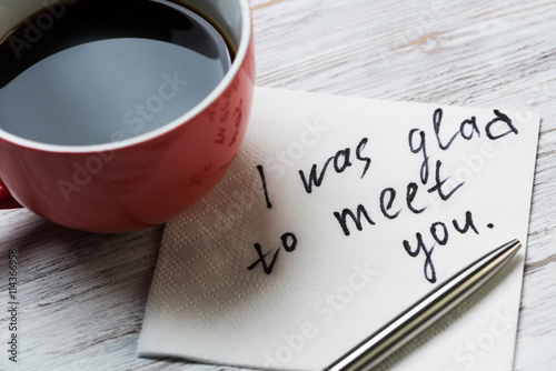 Romantic message written on napkin