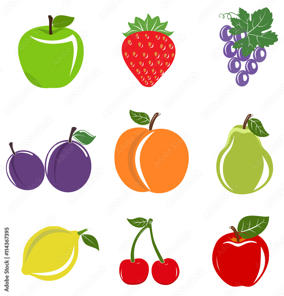 Glossy fruit set colored Glossy fruit set colored