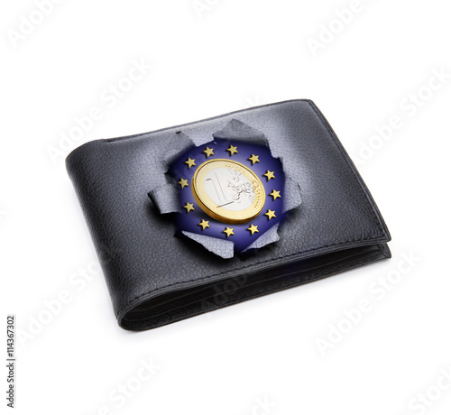 Euro mit Loch im  Geldbeutel