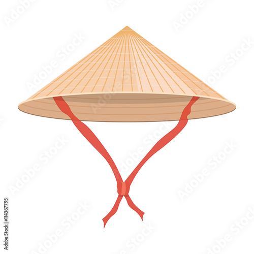 Chinese conical straw hat vector illustration isolated on white background