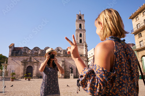Photography Female Tourism In Cuba Women Friends Taking Photo