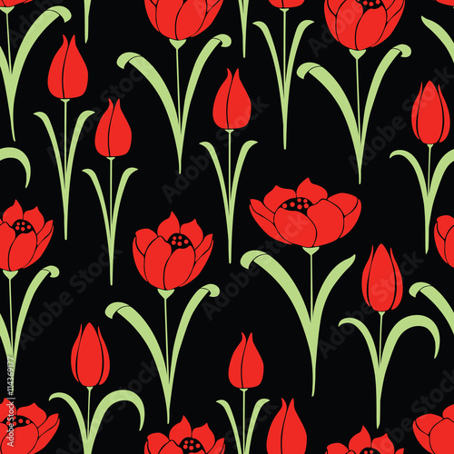 pattern of the red tulips