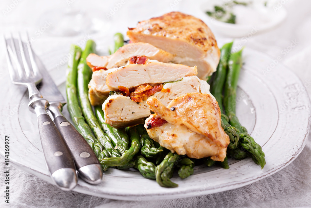Grilled chicken breast stuffed with mozzarella Grilled chicken breast stuffed with mozzarella