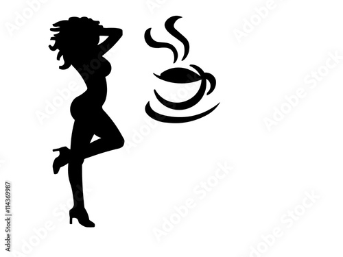 Bild auf Leinwand Woman Dancing With Coffee Cup
