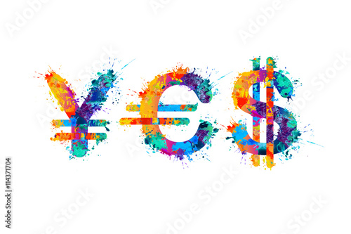 Word "Yes" of currency symbols - yen, euro, dollar