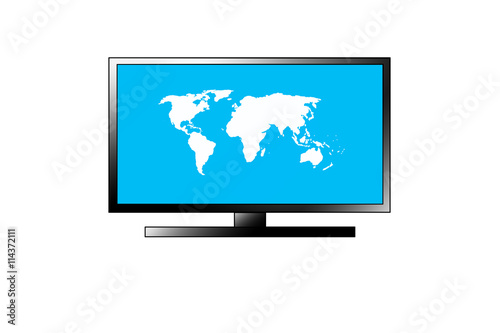  TV world map isolated on white background