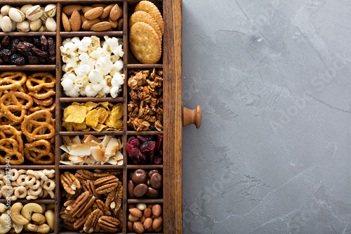 Variety of healthy snacks overhead shot © fahrwasser