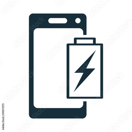 mobile phone battery charging icon on white background