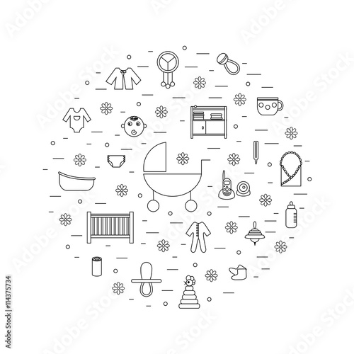 baby icons in circle shape