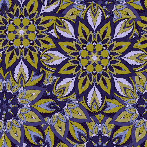 Seamless pattern. Vintage decorative elements. Hand drawn background. Islam, Arabic, Indian, ottoman motifs.