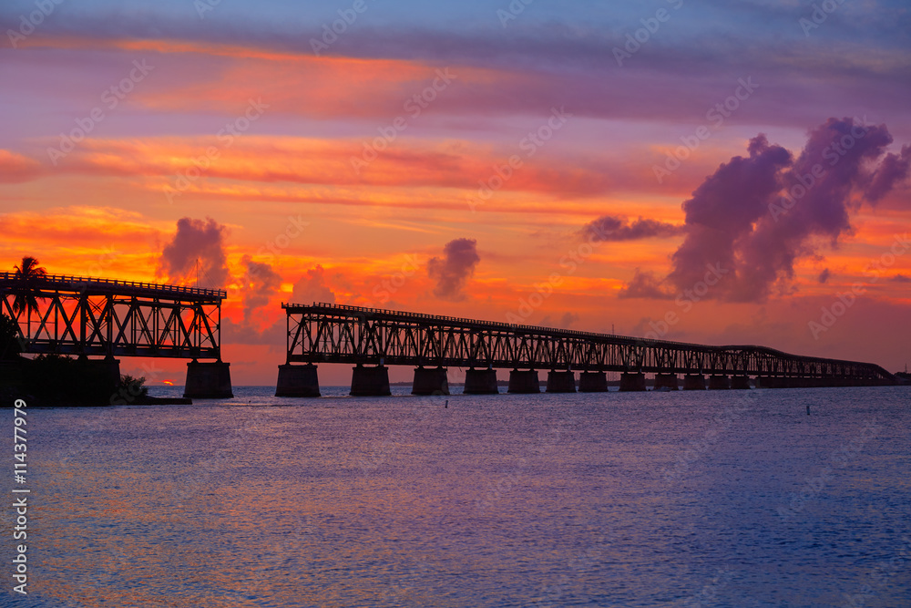 Florida Keys old bridge sunset at Bahia Honda Florida Keys old bridge sunset at Bahia Honda