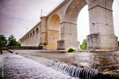 Aqueduct-like railway bridge in Poland photo