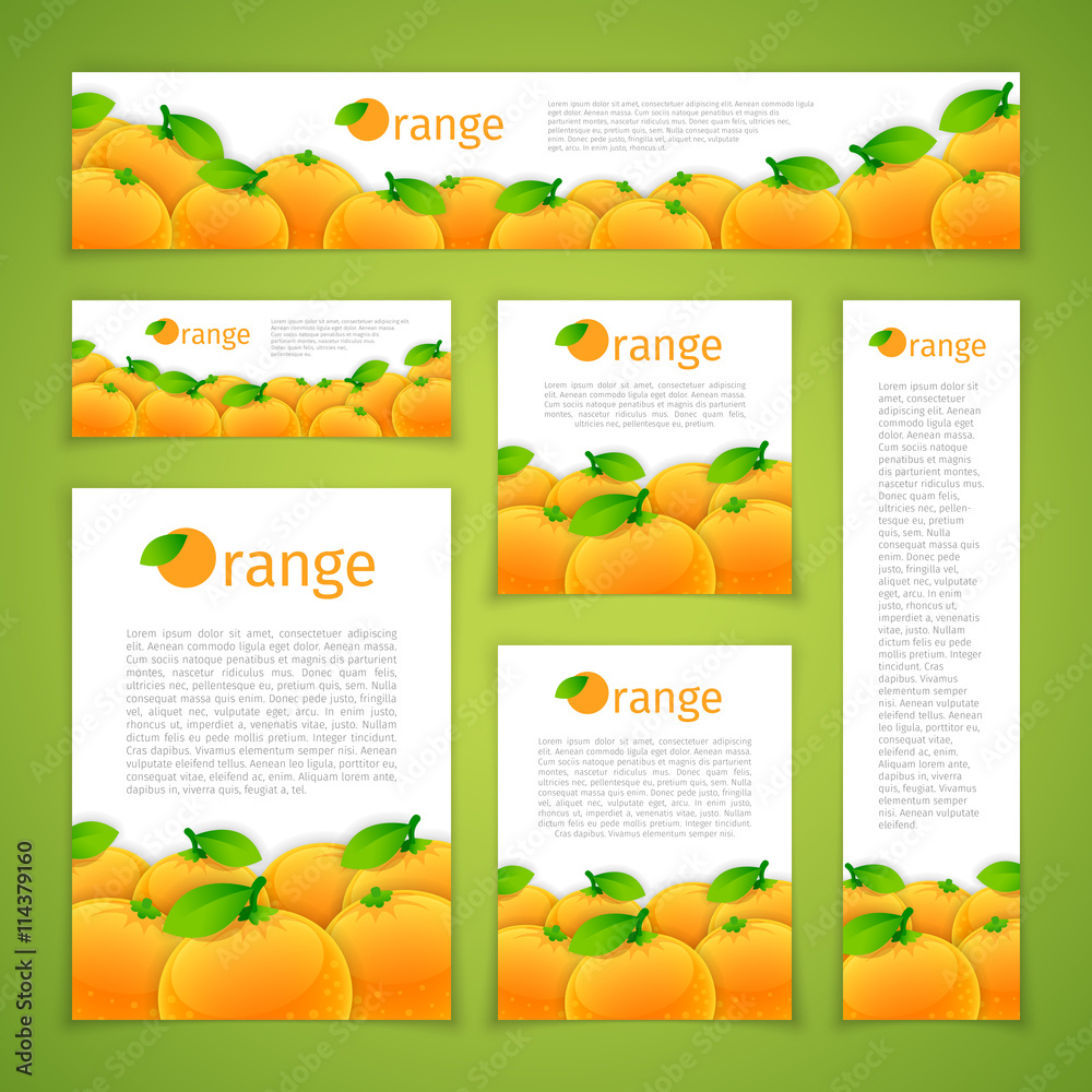 Set of Orange Banners