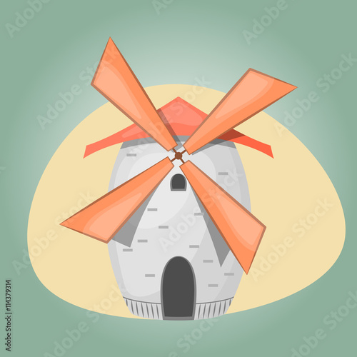 Cartoon vector illustration of mill