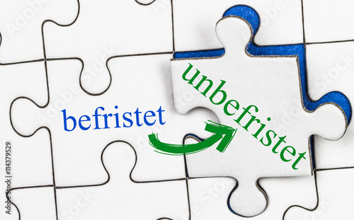 befristet, unbefristet Puzzle Konzept