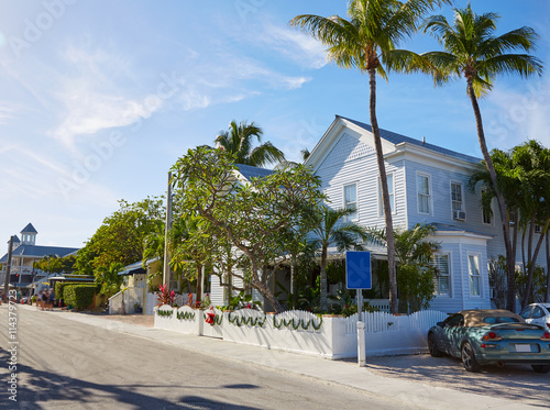 Key west downtown street houses in Florida