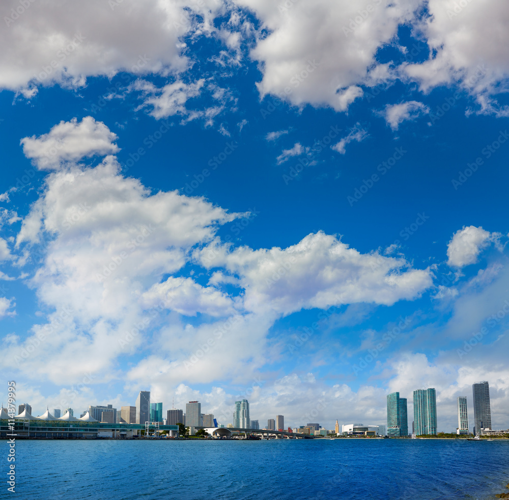 Miami downtown sunny skyline in Florida USA Miami downtown sunny skyline in Florida USA