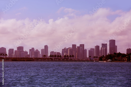 Miami downtown foggy skyline Miami Beach