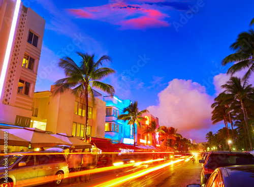 Miami South Beach sunset Ocean Drive Florida © lunamarina