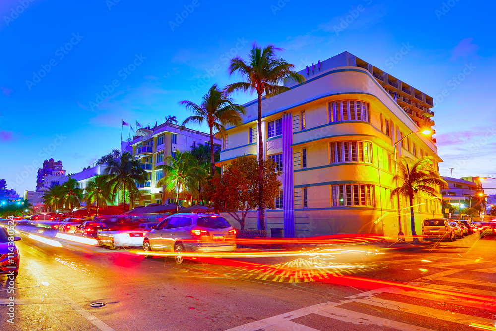 Obraz premium Miami South Beach sunset Ocean Drive Florida