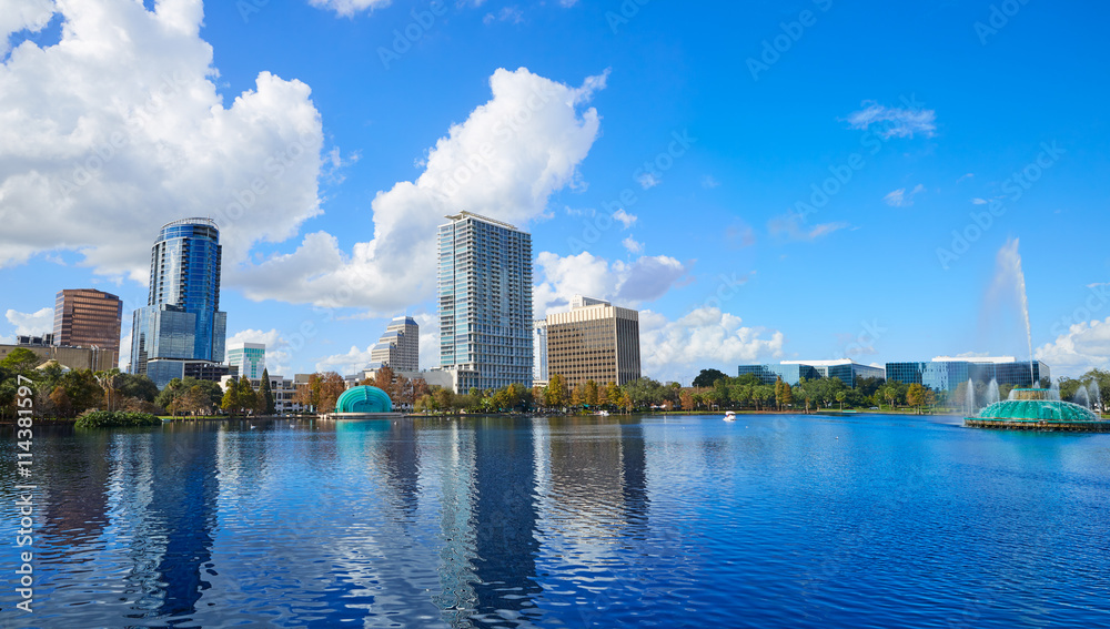Orlando skyline fom lake Eola Florida US