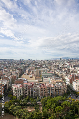 View of Eixample from Barcelona city on a sunny day