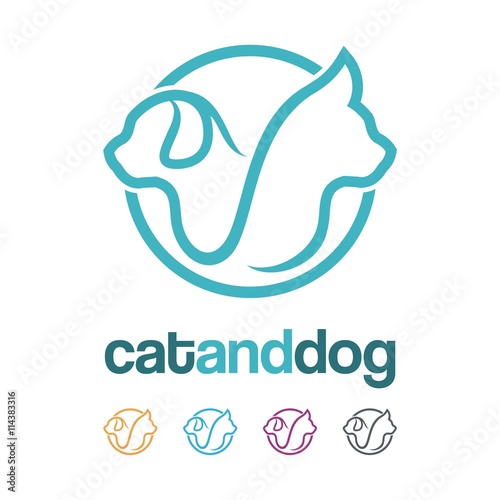 Cats and Dogs Unique Logo Line Design Template