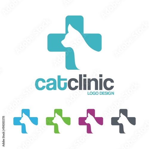 Cat Clinic Logo Design, Cat Clinic Vector, Cat Clinik Illustration Logo Template