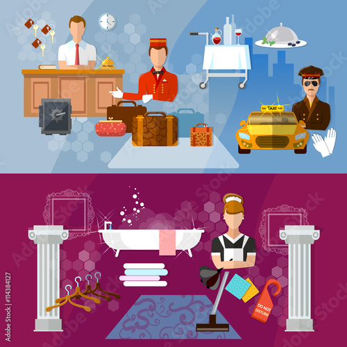Hotel service banners hotel staff reservation motel 
