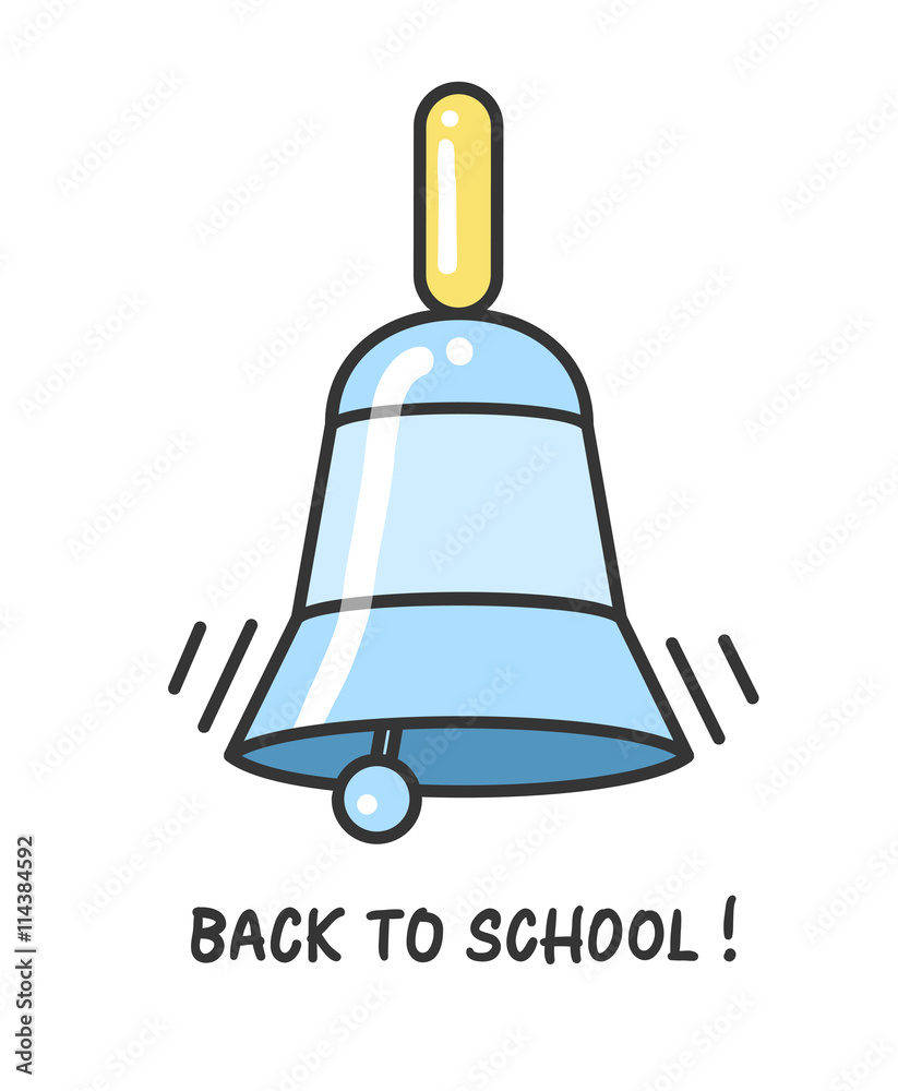 Back to school logo with a bell. Vector illustration.