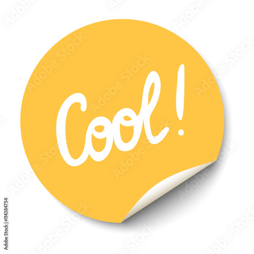 Vector orange circle sticker with curled corner and Cool text inside