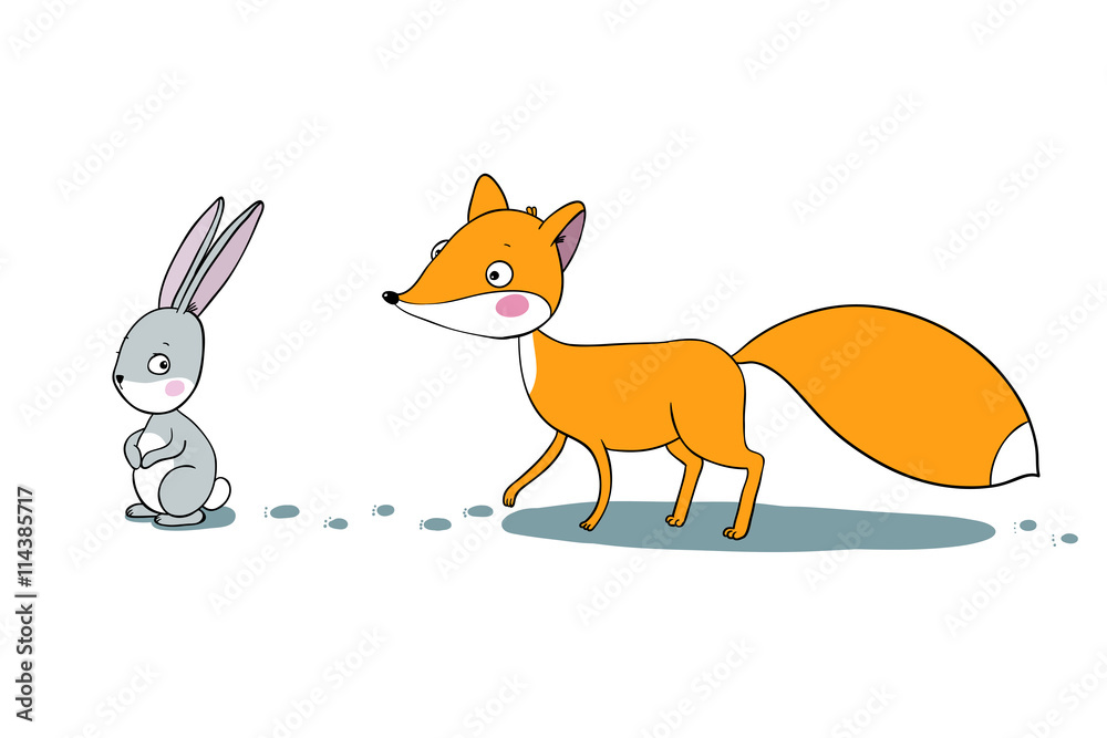The fox and the hare. Winter. The fox and the hare. Winter.