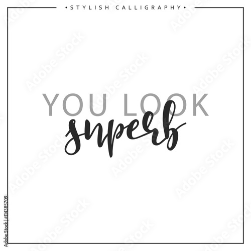 Calligraphy isolated on white background inscription phrase, you look superb.