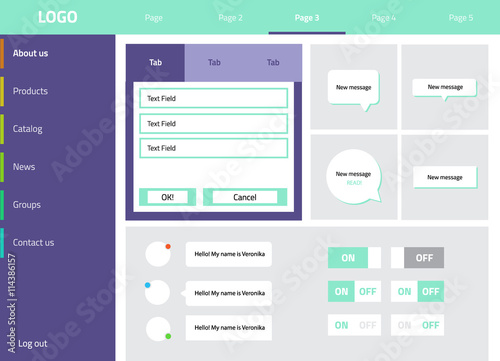 web UI elements Mega Collection flat design web elements Icons, web forms, button, switchers, messages avatars, dashboar, menu and so on