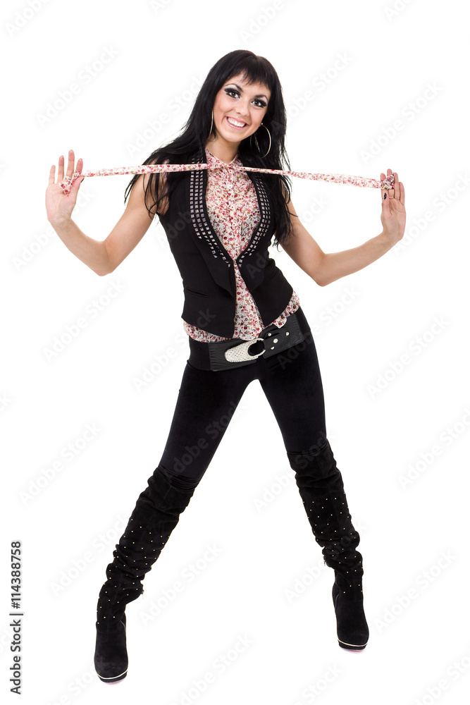 young woman dancing, isolated in full body on white young woman dancing, isolated in full body on white