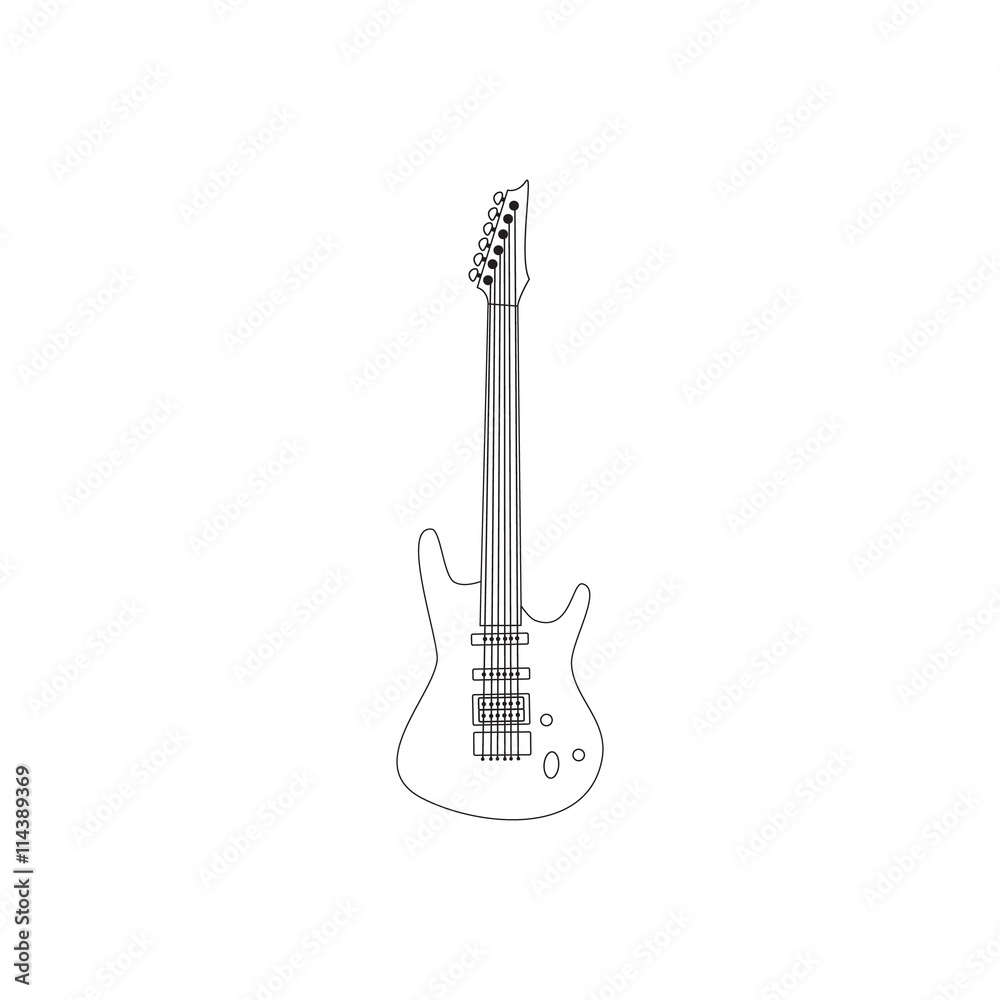 Naklejka premium Isolated silhouette of an electric guitar