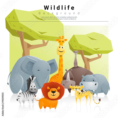 Wild animal background ,vector, illustration
