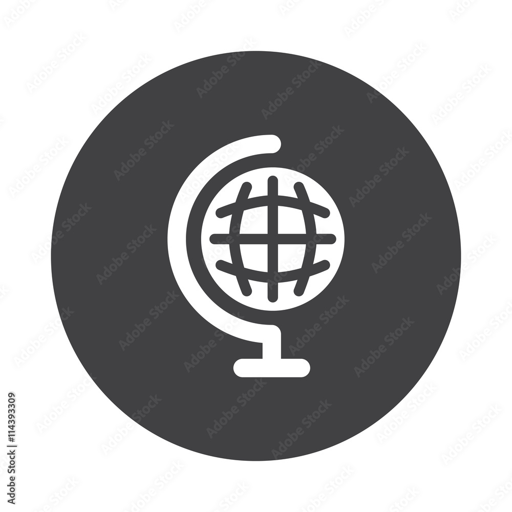 White Earth Globe icon on black button isolated on white White Earth Globe icon on black button isolated on white