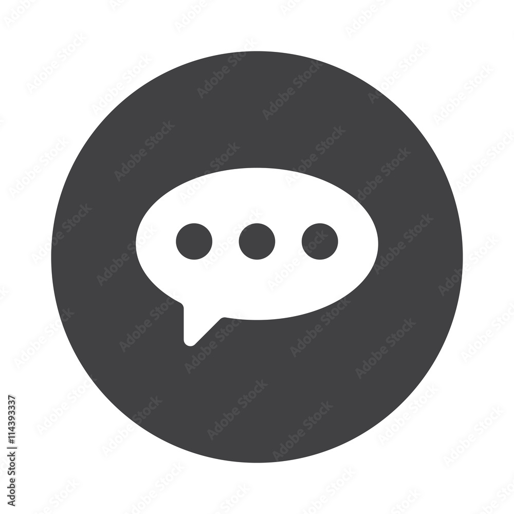 Fototapeta premium White Comment icon on black button isolated on white