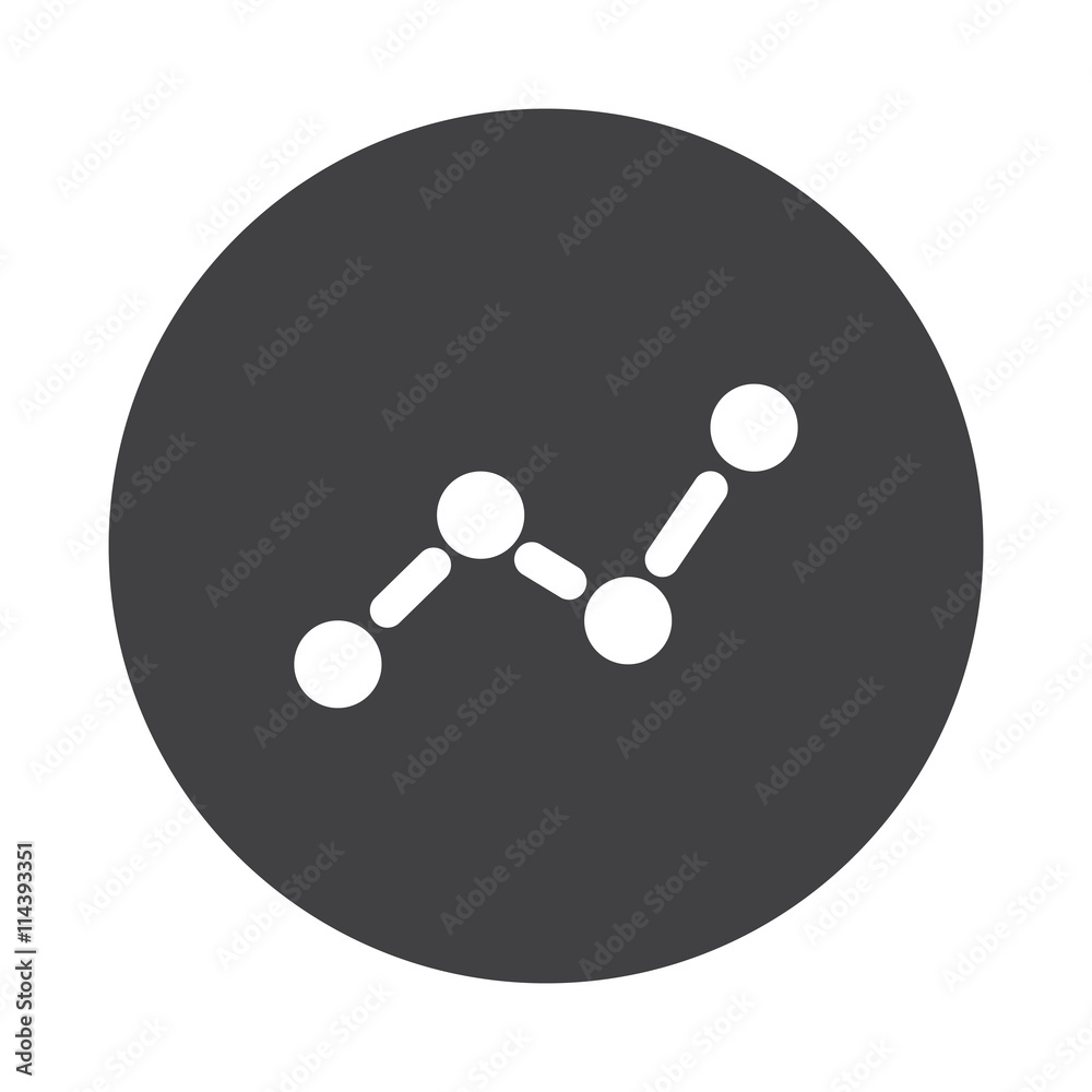 White Graph icon on black button isolated on white White Graph icon on black button isolated on white