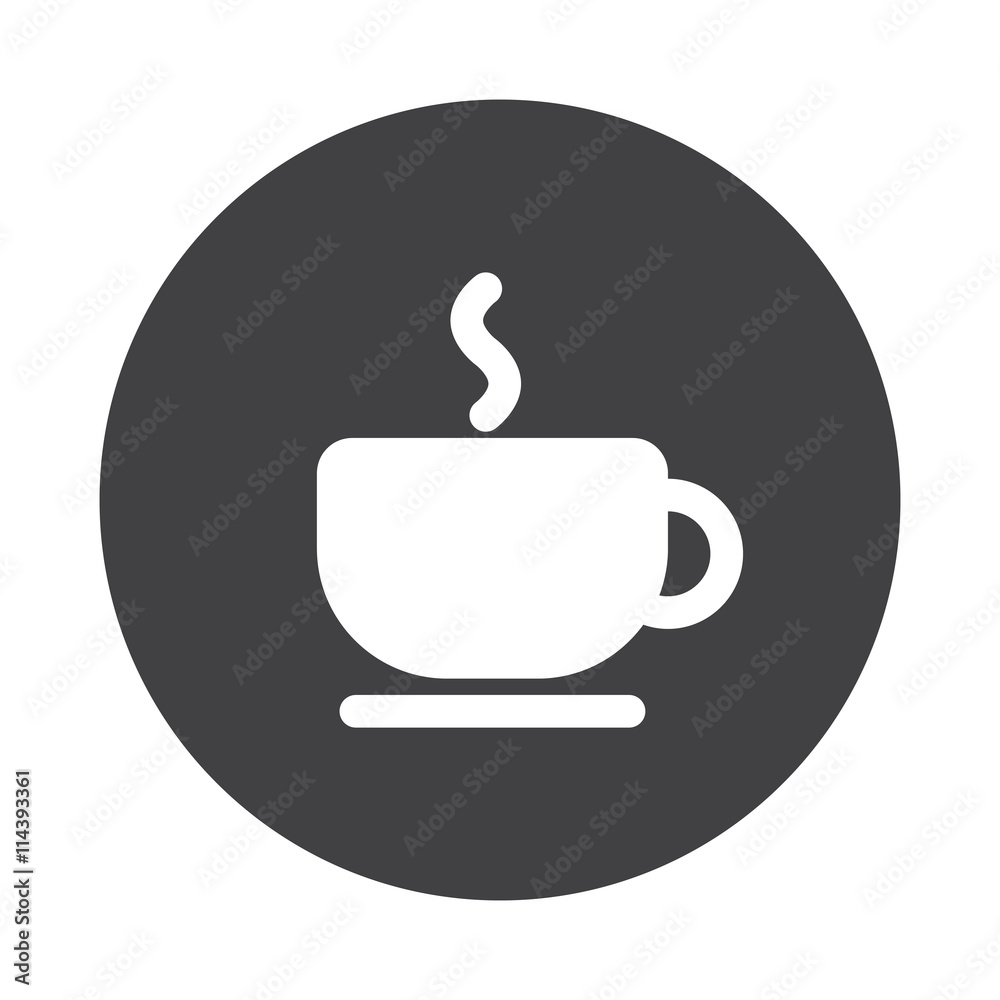 White Coffee icon on black button isolated on white White Coffee icon on black button isolated on white