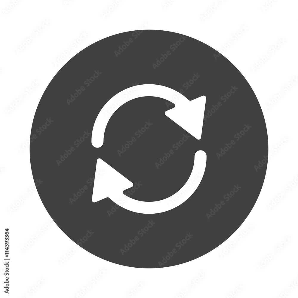 White Refresh icon on black button isolated on white White Refresh icon on black button isolated on white