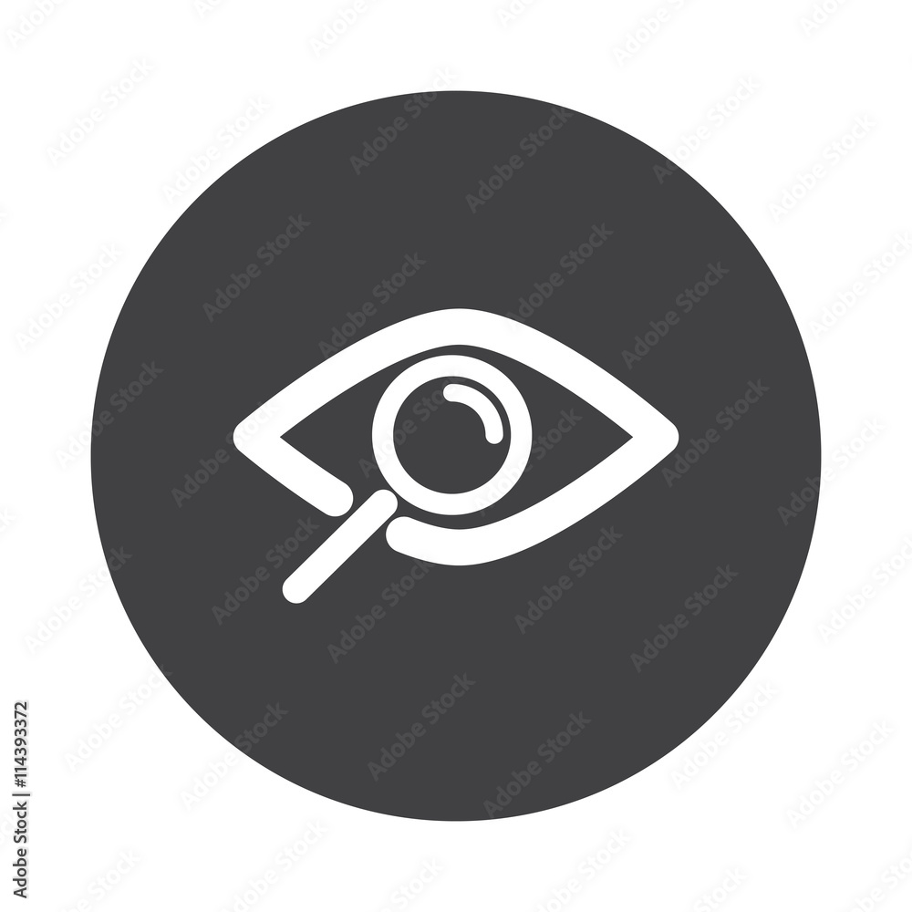 White Observe icon on black button isolated on white White Observe icon on black button isolated on white