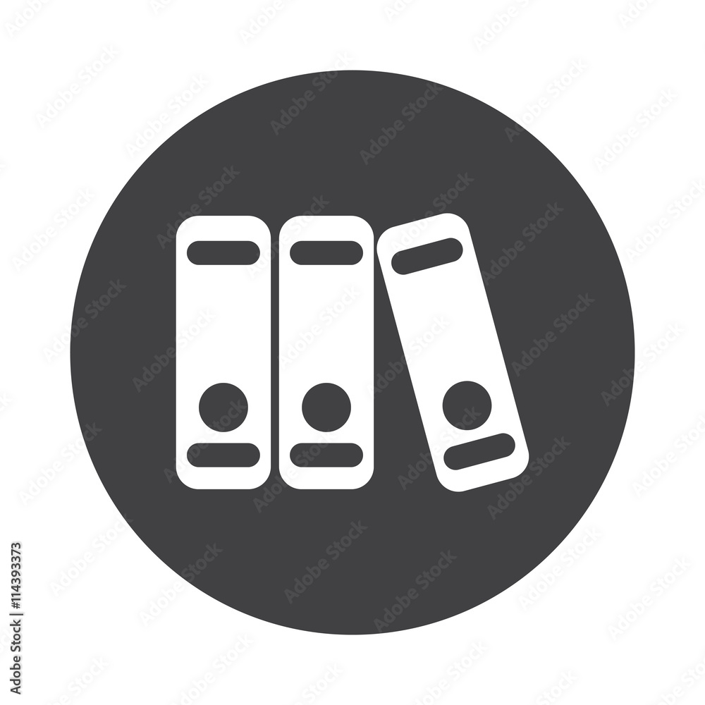 White Binders icon on black button isolated on white White Binders icon on black button isolated on white