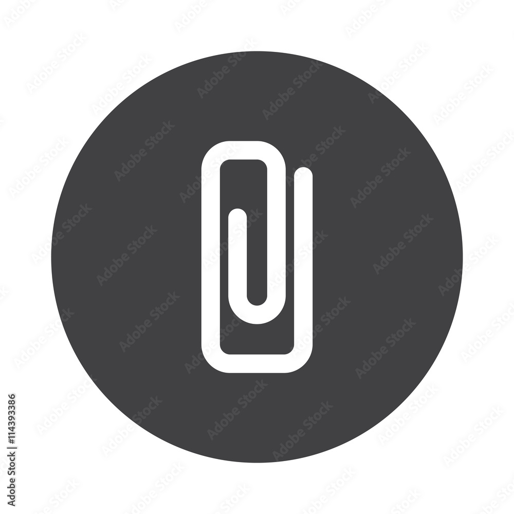 White Paper Clip icon on black button isolated on white White Paper Clip icon on black button isolated on white